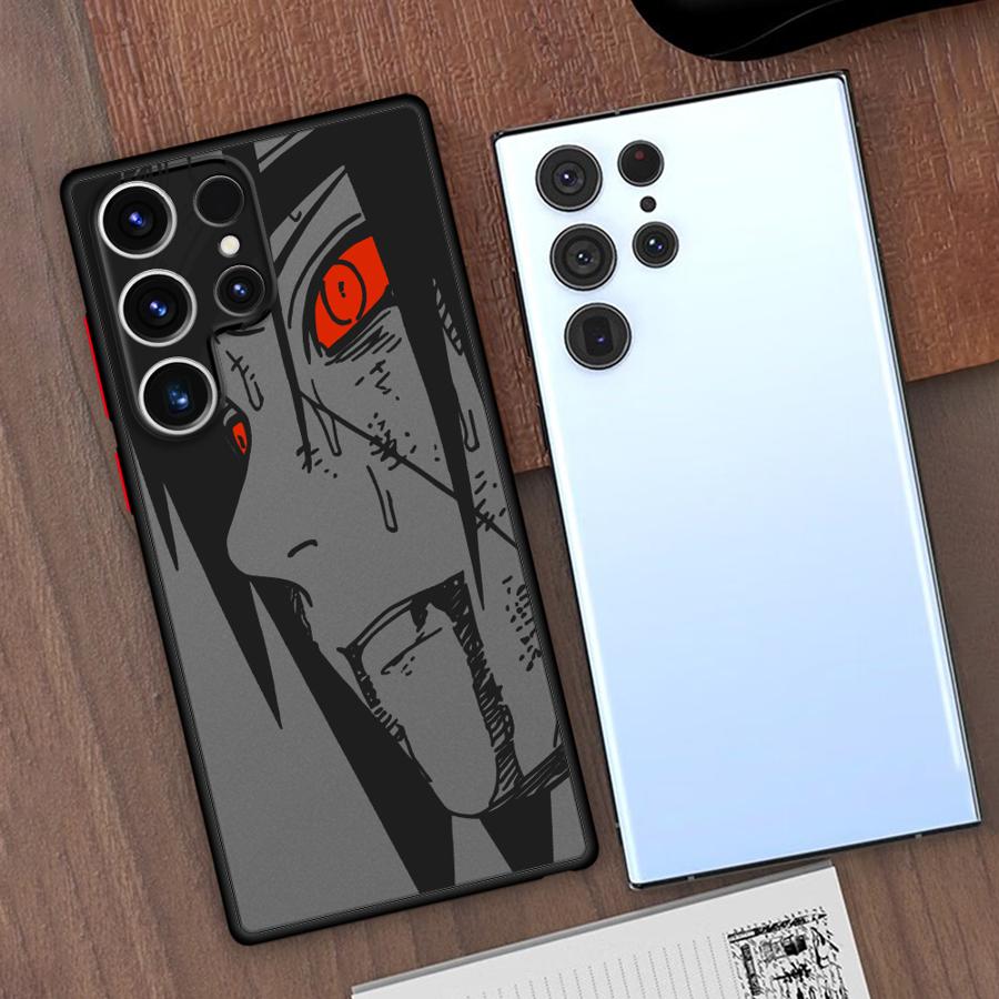 Naruto Itachi Art Black Edge Shell Case for Samsung Galaxy S10+ S24 Ultra S22 Plus S21 S20 FE S23 S21 5G S9 Plus S25 Ultra
