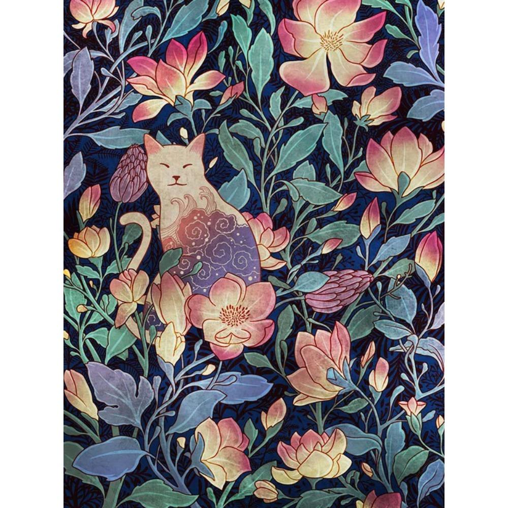 Алмазная картина, полная дрель, искусство, цветок, кошка, животное, круглая алмазная живопись, ручная работа, роза, сделай сам, алмазная мозаика, картина, украшение для дома