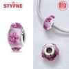 Copper Colorful Flower Series Murano Glass Beads Luxury Charm Fit Original Braceletdiy Fine Jewelry Gift For Women