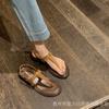 Sheepskin~ Retro T-word with Vacation Style Metal Buckle Foot Sandals Women's Summer Wear Herringbone Cool Slippers