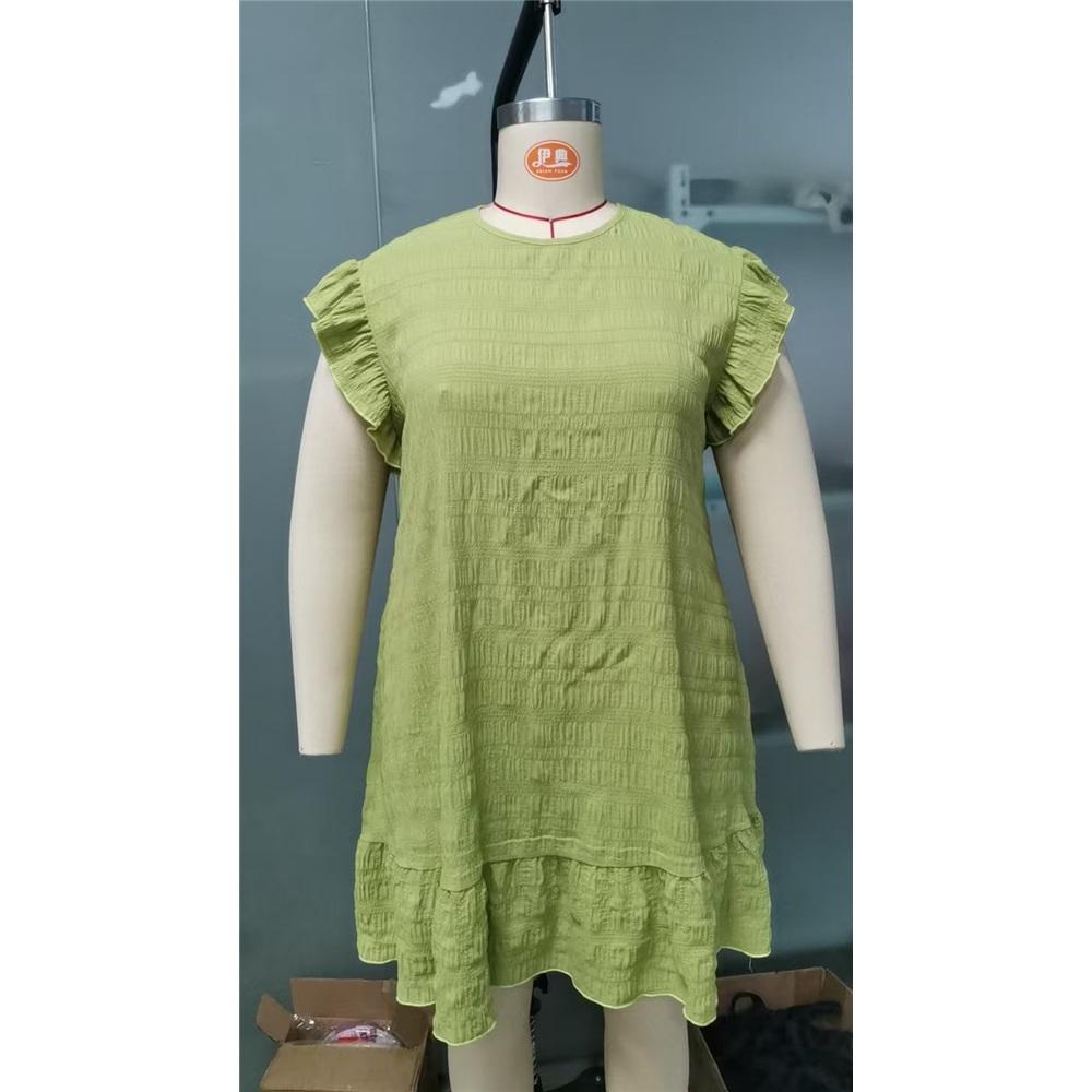 Женское летнее свободное платье с рукавами-крылышками и оборками, однотонное праздничное цельное платье длиной выше колена