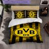 Borussia Dortmund 3 Piece Bedding Set Soft Duvet Cover Set with Pillowcases Printed Bedroom Decor Set for Home