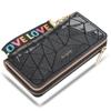 Women's Fashion Shiny Long Wallet with Lanyard Pu Leather Clutch Bag Zipper Cell Phone Bag Ladies Multi-card Coin Purse