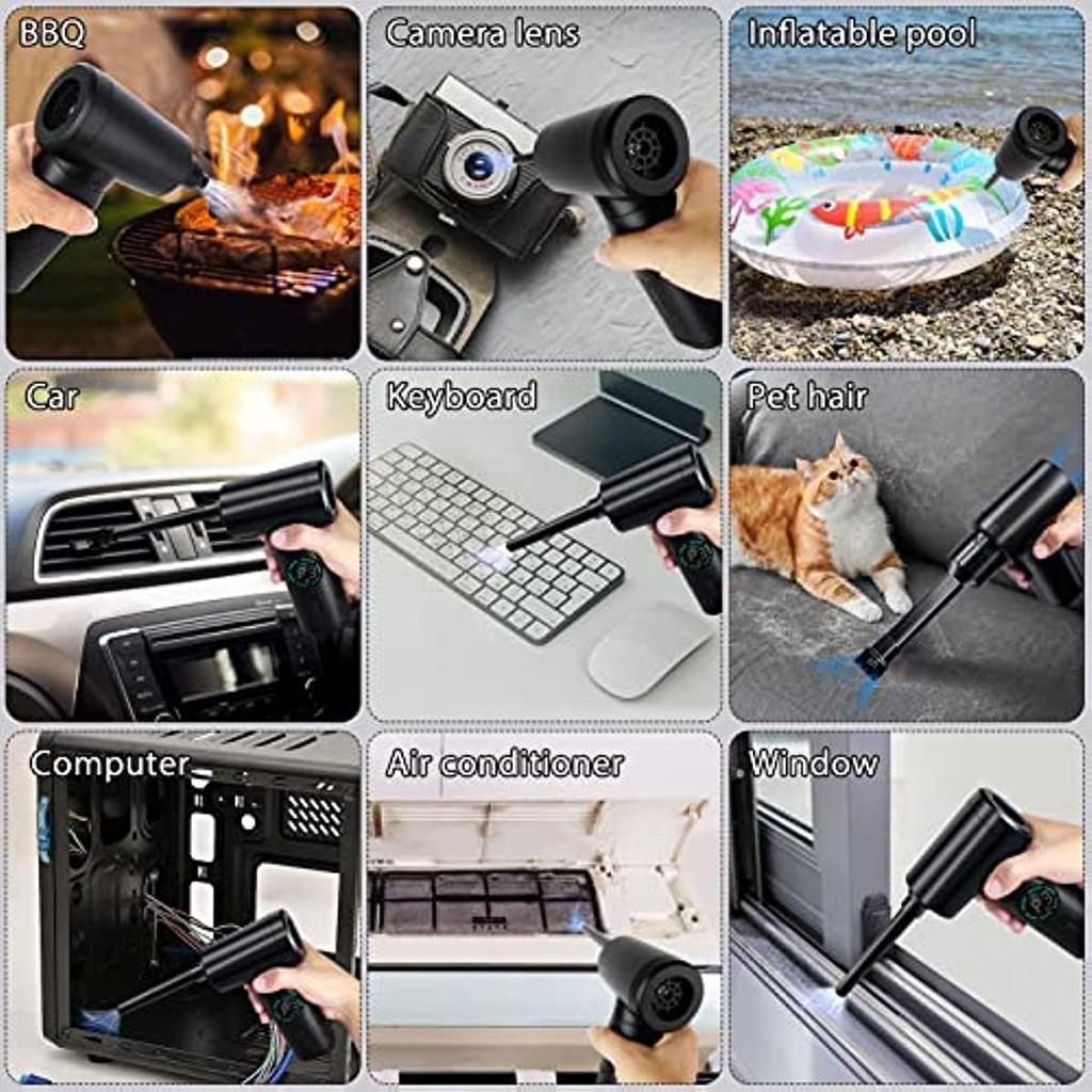 Portable Compressed Air Duster 2 In 1 Air Blower & Vacuum Cleaner Cordless Keyboard Computer Duster Blower 3.81*1.88*6.51 Inch