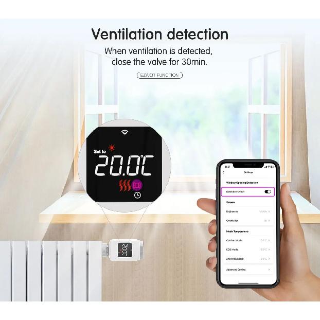 Tuya Smart WiFi Thermostatic Radiator Valve TRV Programmable APP Remote Temperature Controller Heater with Alexa Google Home