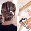 Black Pearl U-shaped Hair Fork Clip Women Girls Hair Pin Combs Messy Bun Hairpins Clip Side Combs Updo Sticks Hair Accessories