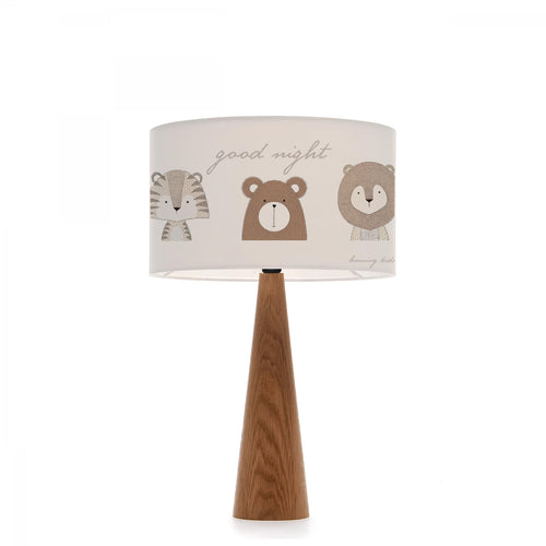 Абажур из натуральной древесины с милыми животными из ткани для детской комнаты | ByLamp