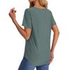 Womens T Shirts V Neck Short Sleeve Casual Tops Loose Fit Basic Tees With Curved Hem