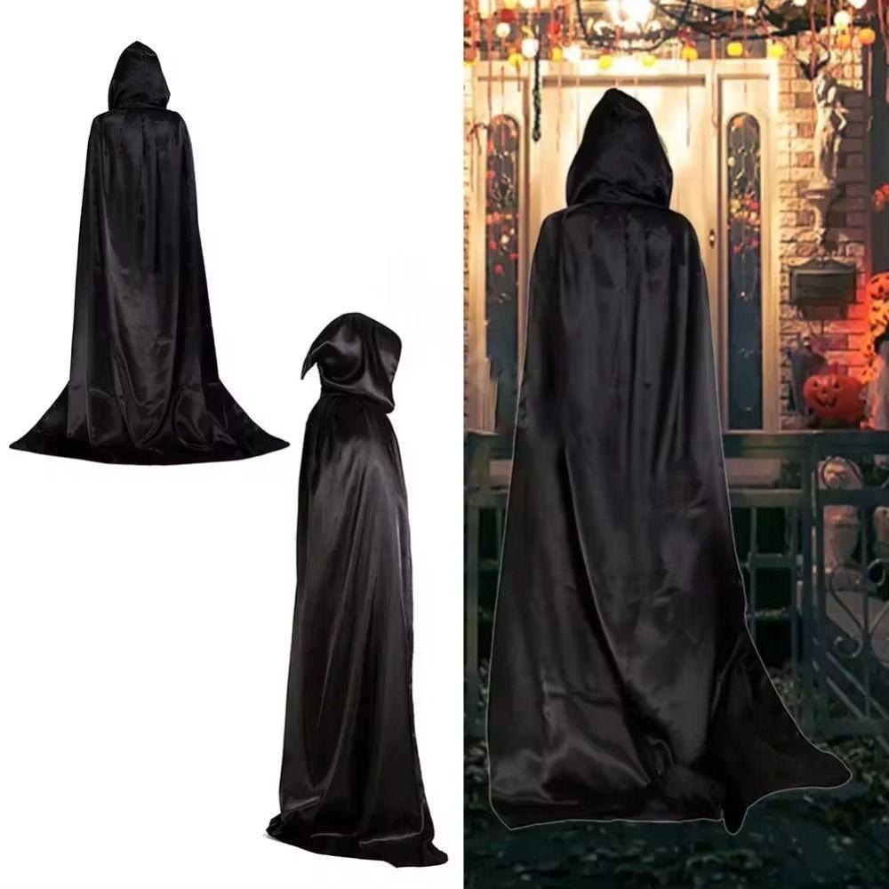 Scary Halloween Party Cloak 59inch Black Hooded Cloak New Cosplay Dress Up Halloween