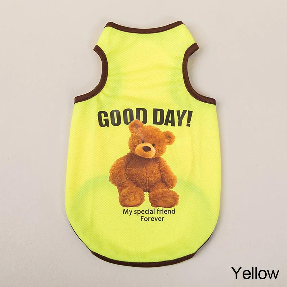 Spring  Dog Vest Thin Breathable Puppy Clothes Cute Bear Printed Cat T-shirt Sleeveless Chihuahua Pullover Pet Supplies