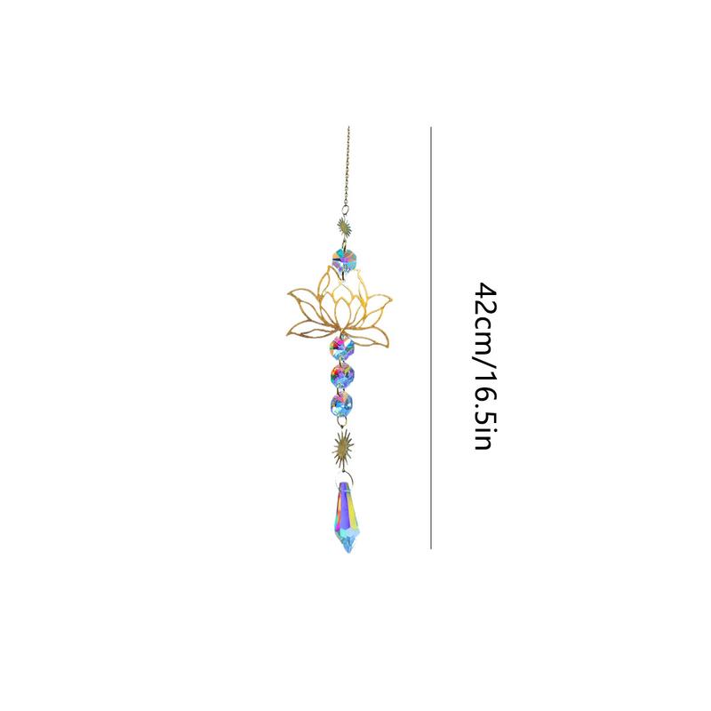 Ловец Солнца Кристалл Лотос Подвесные Кристаллы Витражное Стекло Ловец Солнца Уличный Декор Радужный Создатель Призма Чакры Садовое Украшение