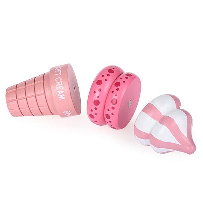 1pc Wooden Pretend Play Food Magnetic Connected Ice Cream Toys for Kids Game