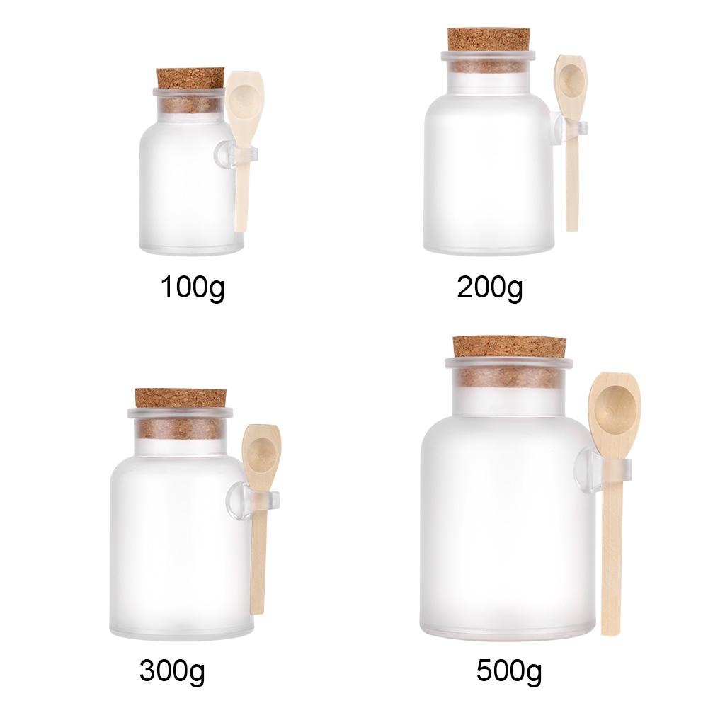 Wooden Spoon Organizer Storage Container Cork Stopper Frosted Seal Jar Bath Salt Bottle
