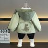 Children's Casual Little Dinosaur Jacket 2025 Spring and Autumn Boys Thin Coat Hooded Trench Coat