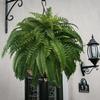 Artificial Boston Fern Fake Plastic Plants Greenery Decorations 18 Branches Faux Ferns For Outdoor Garden Decor Waterproof