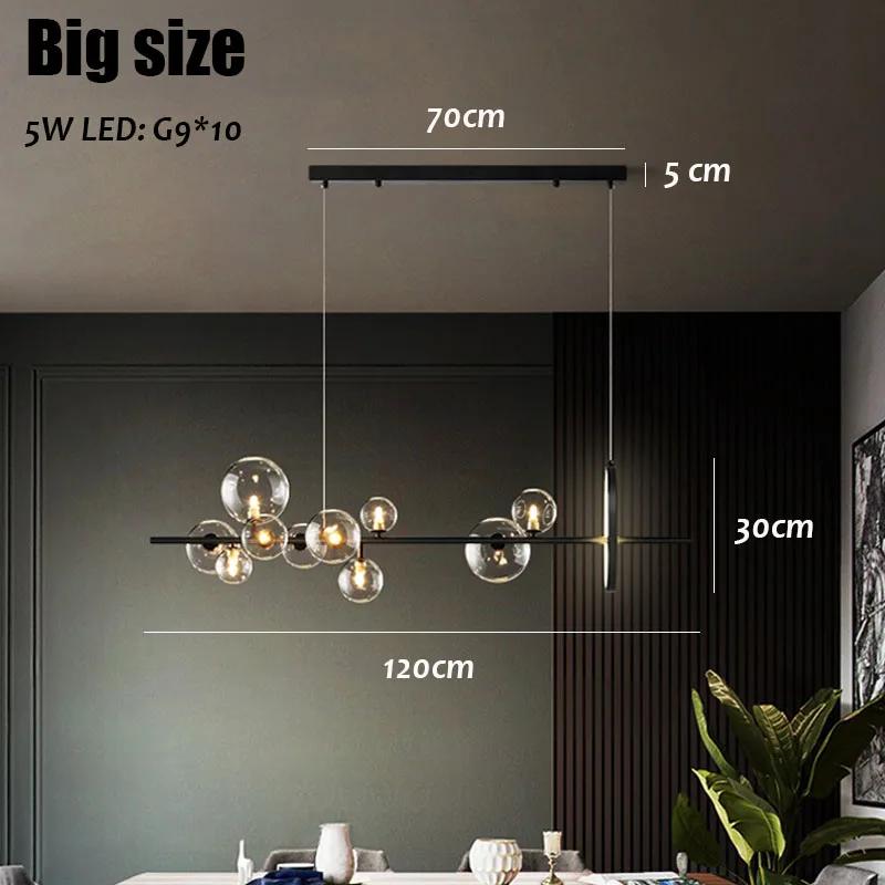 LED Modern Chandelier for Living Dining Room Ring Lights Clear Glass Bubble Ceiling Pendant Lamps Nordic Designer Hall Parlor