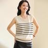 Женский летний полосатый хлопковый трикотажный жилет без рукавов - Модный топ, омолаживающий образ