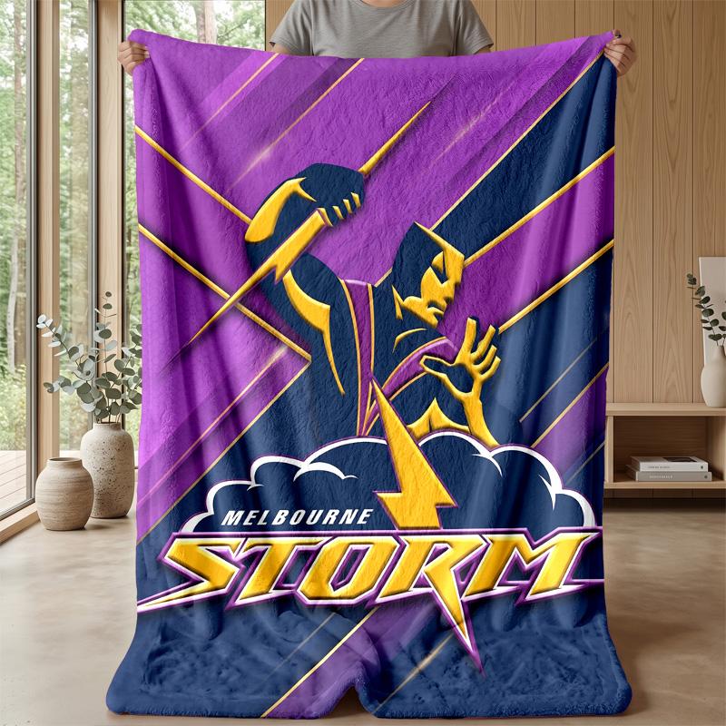 Melbourne Storm Flannel Fleece Blanket Cozy Warm Throw Blanket For Couch Bed Travel All Season Use
