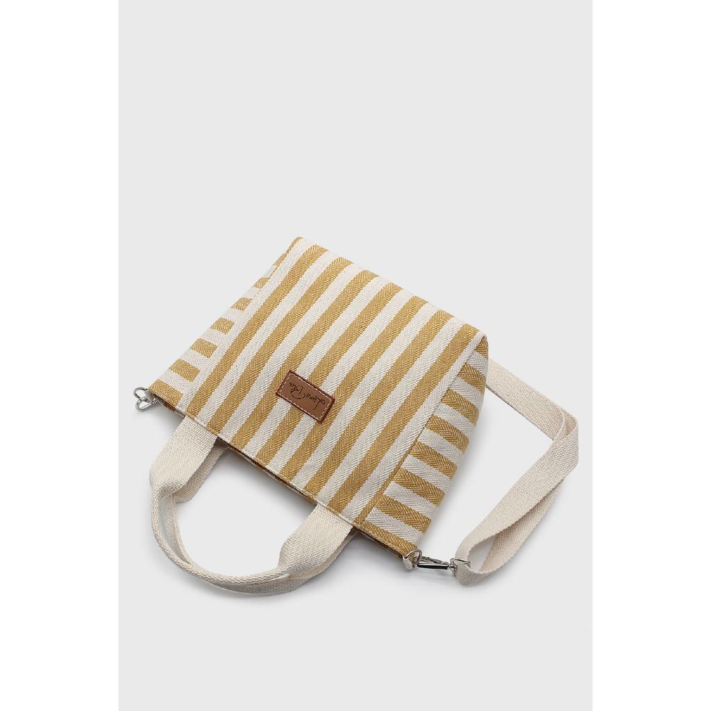 Women's Striped Mini Linen Tote Bag
