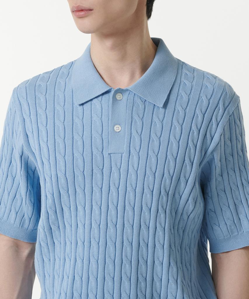 MUSINSA STANDARD Cable Knitted Polo Shirt [Sky Blue]