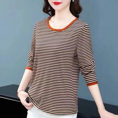 Футболка, топы, женская хлопковая блузка, свободная, удобная, эластичная, с длинным рукавом, однотонная, с круглым вырезом, свободные топы