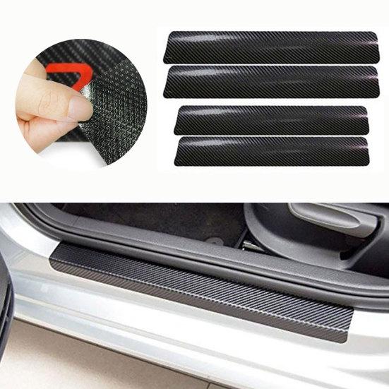 4Pcs 4D Carbon Fiber Авто Наклейки на пороги автомобиля против царапин Защитная крышка