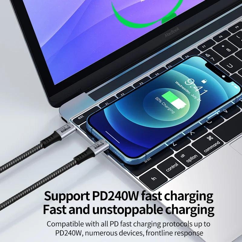 240 Вт USB4 кабель PD кабель быстрой зарядки 8K@60Hz 40Gbps Type-c кабель для передачи данных и видео для Samsung Xiaomi Macbook Pro iPad