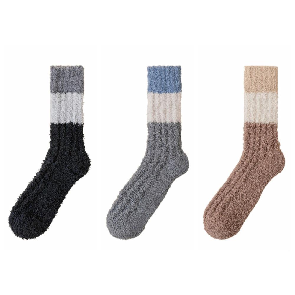 3Pairs Thickened Floor Plush Socks Winter Mid Tube Socks Women Coral Fleece Socks Winter