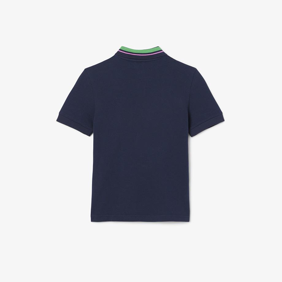 Lacoste Детская мужская футболка-поло с контрастным воротником и коротким рукавом PJ8402-55GHTI