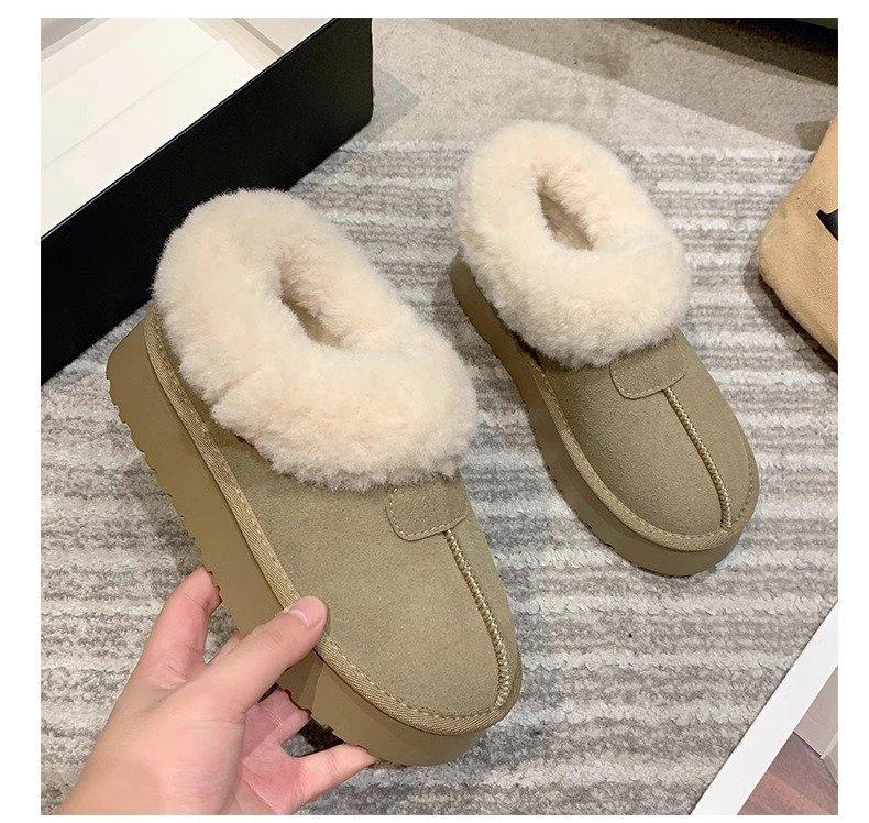 Теплые и утепленные зимние ботинки на толстой подошве для женщин, зима 2024, новые утолщенные бархатные ботинки большого размера из хлопка, пушистые ботинки