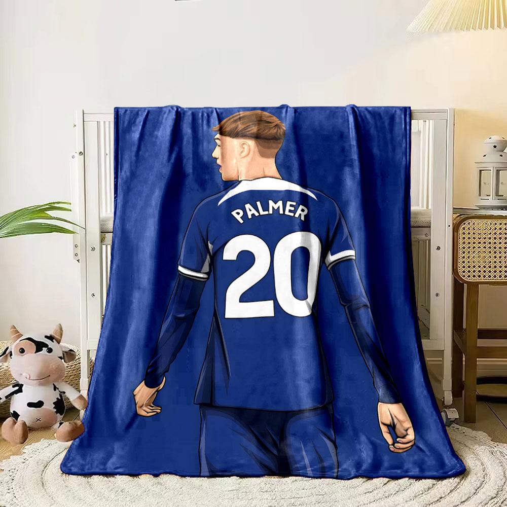 Blue jersey with "PALMER" and "20" written in bold white text. for all seasons blanket lunch break throw gift