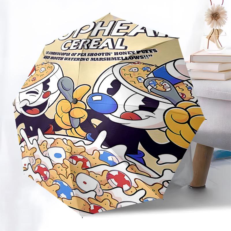 Cuphead Cereal: A Cornucopia of Pea Shootin' Honey Puffs and Mouth Watering Marshmallows with Automatic Opening Umbrella, 8-Bone Iron Frame,