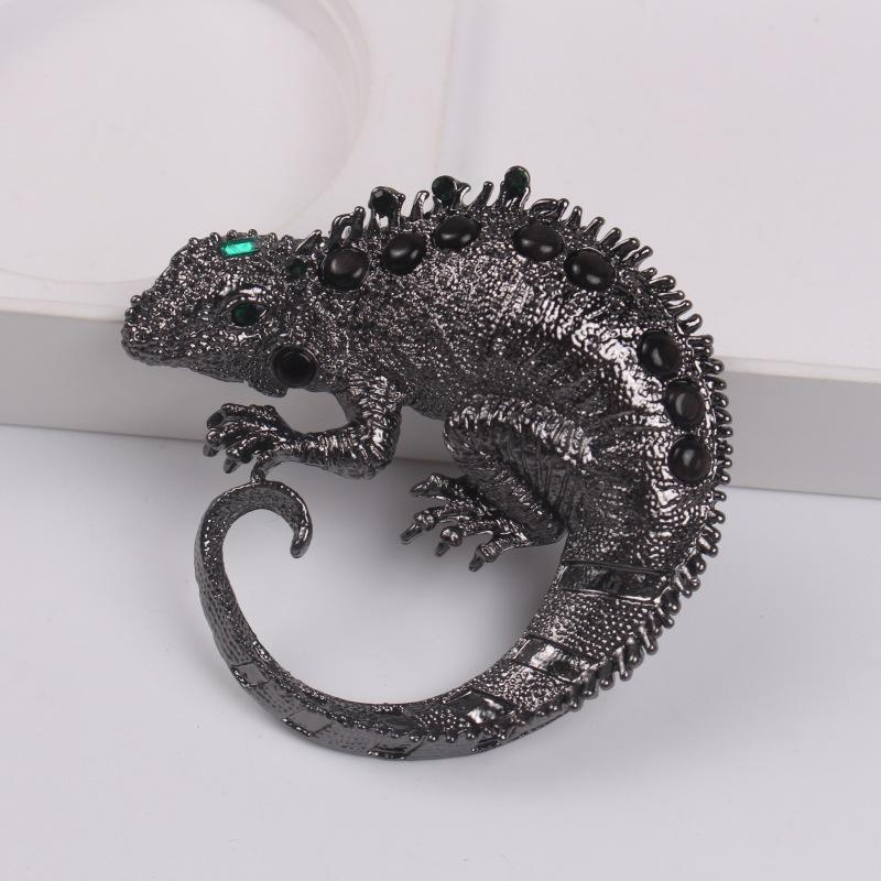 Vintage Animal Brooch Rhinestone Personality Lizard Brooch With Accessories Chameleon Brooch