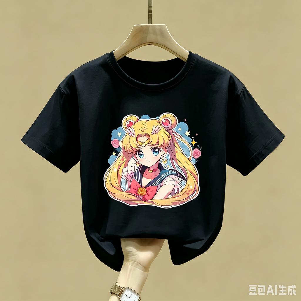 Sailor Moon Children T Shirt Girl Boy Summer Clothes Baby Polyester Tee Shirts Print Short Sleeve Kids Tops Toddler Anime Tees Gift