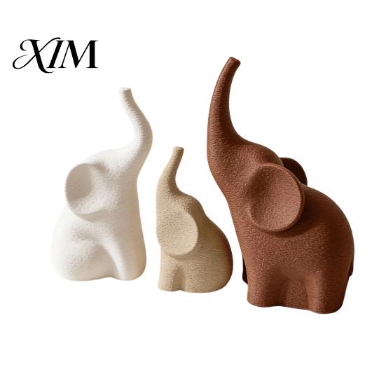 Artistic Desk Decorations for Office 3Pcs/Set Elephant Family Statues, Cute Parents Kid Ornament, Modern Good Sculptures Home Decor Luck