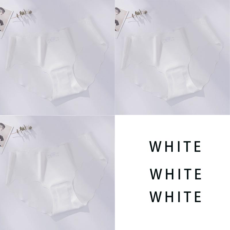 3Pcs/Set Seamless Underwear Silk Women's Solid Color Panties Lady Ruffle Underpants Girls Briefs Invisible Panty Sexy Lingerie