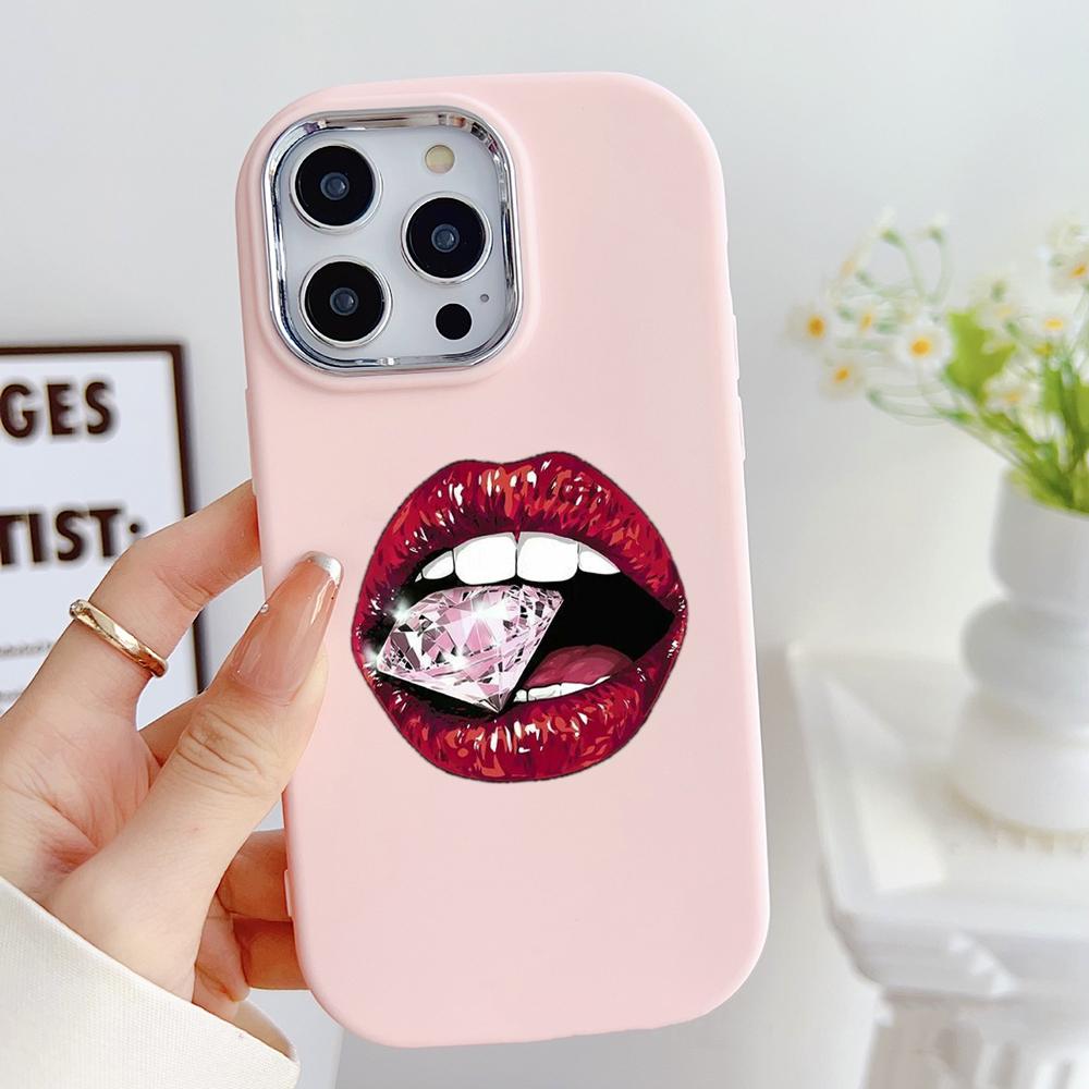 Мягкий чехол LZ20 Lips kiss для Samsung S24 Ultra S23 Plus S21 FE A16 A54 A34 A05s A06 Infinix Hot 40 30i, защитный противоударный чехол для объектива