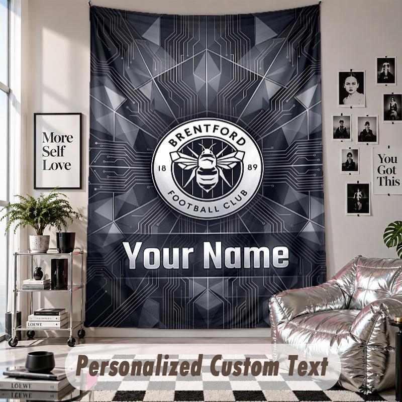 Custom Tapestry Wall Hanging, Brentford Football Personalized Name Text Home Wall Decor