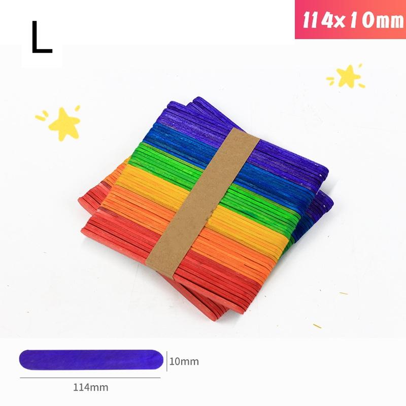 100Pcs Natural Wooden Ice Cream Sticks DIY Craft Wood Strips Kids Art Handicraft Supplies