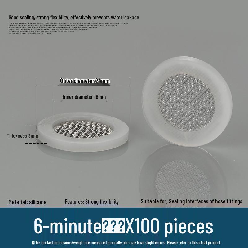 Silicone rubber gasket for 4-minute water heater: flat sealing ring, shower inlet pipe, 6-point, 1-inch water meter.