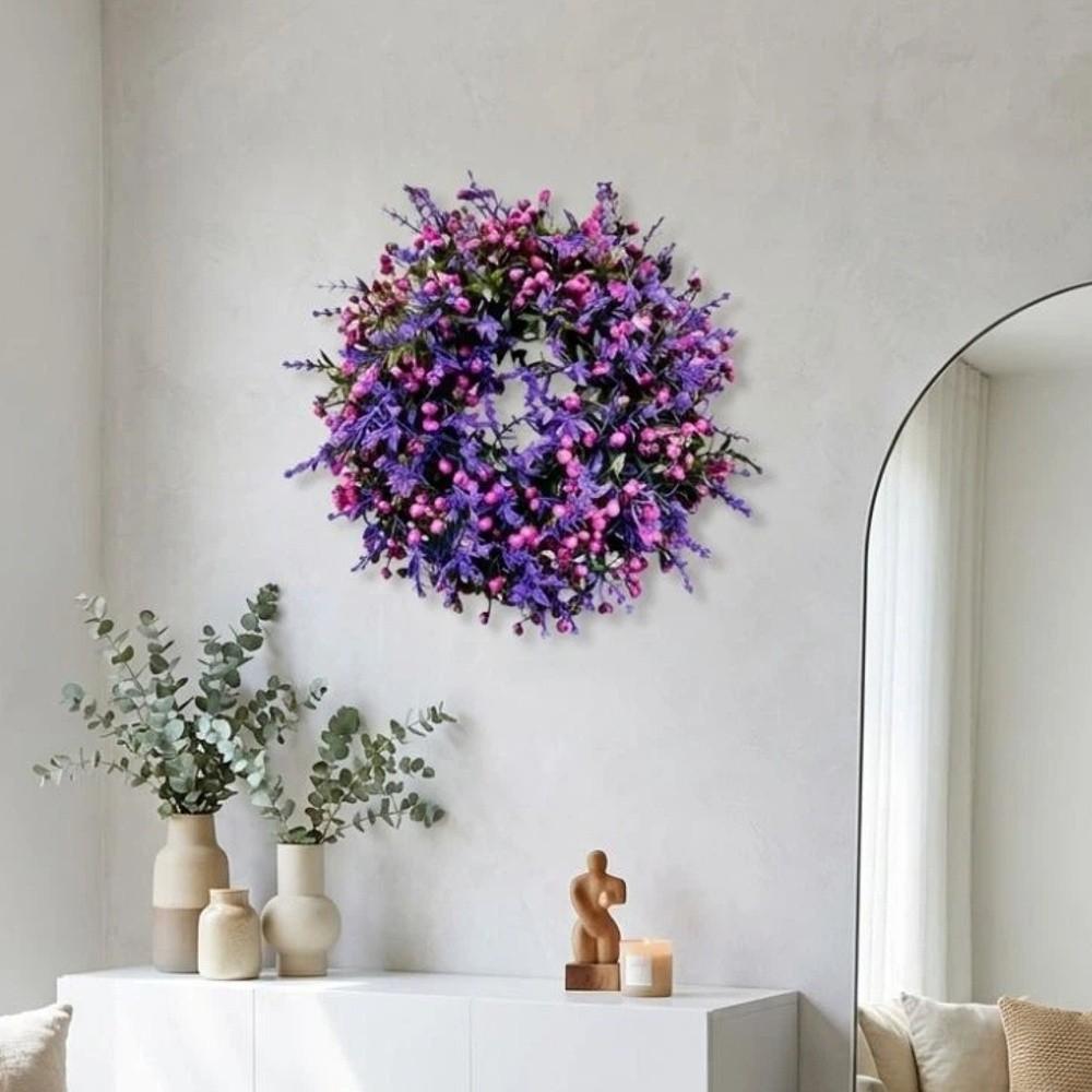Lifelike Artificial Lavender Wreath Plastic Door Hanging Wreath Front Gate Wreath Office Decor