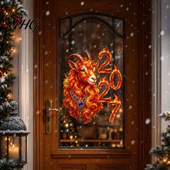 Holiday Party Window Supplies Chinese New Year Stickers, 2027 Goat Static Clings, Decorations Reusable Lunar Xmas Decor for Home Shop Decoration Easy