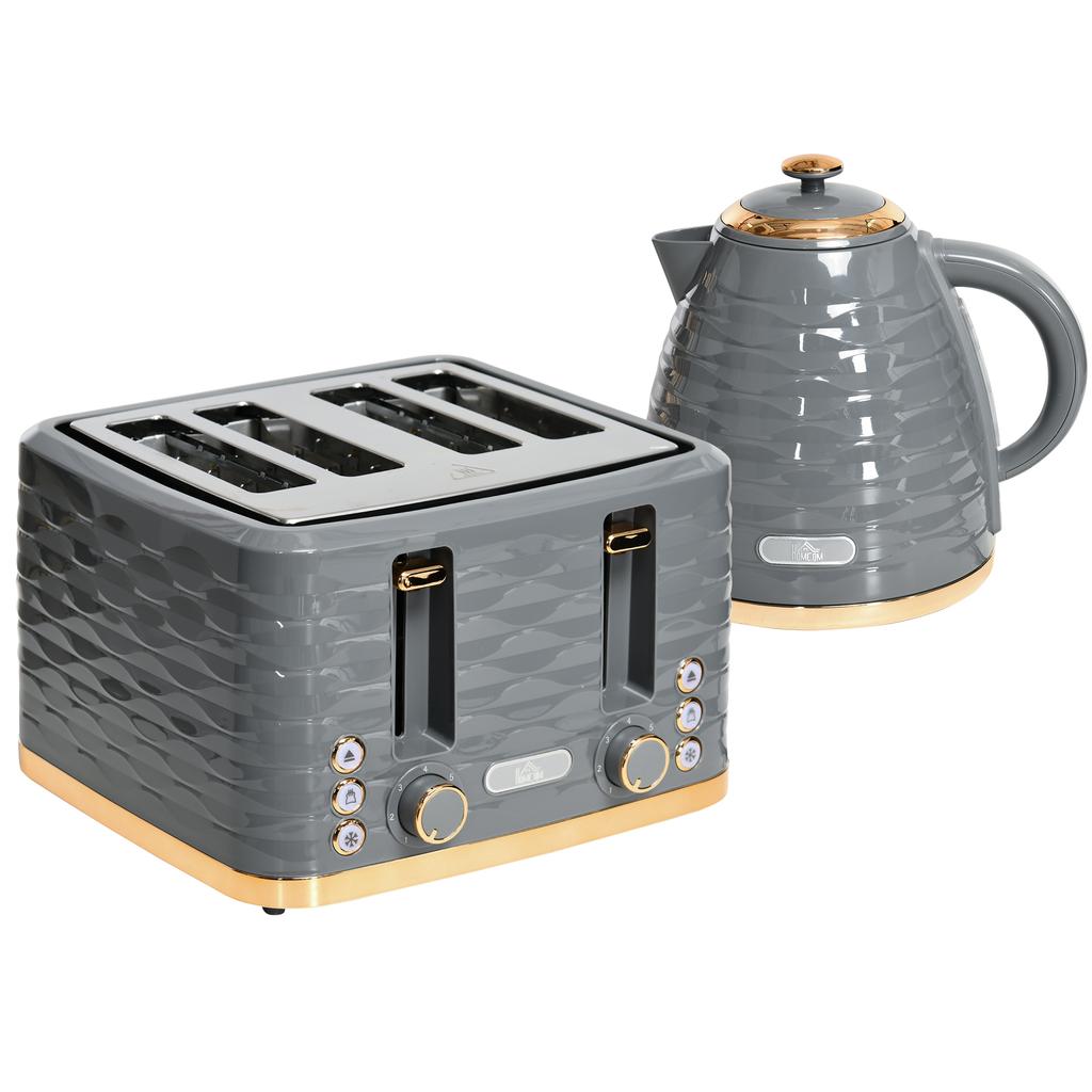 Four-Slice Rippled Toaster - Grey