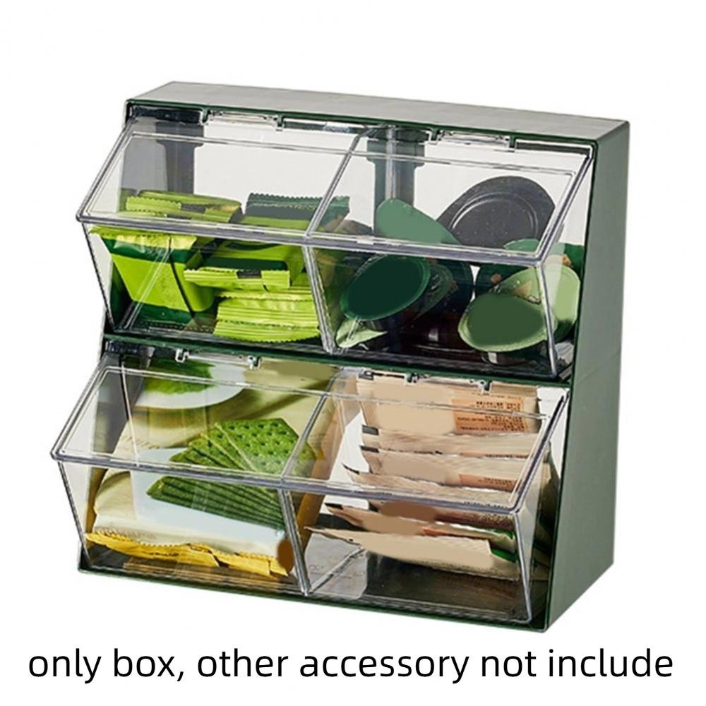 Large Capacity Tea Bag Storage Box Plastic Coffee Pod Holder Practical Desktop Storage Box  Bar