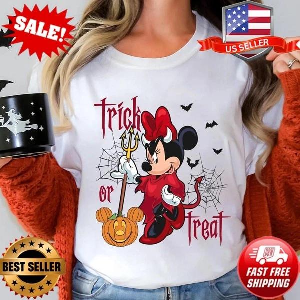 Retro Minnie Halloween Trick Or Treat Shirt T-Shirt S-5XL