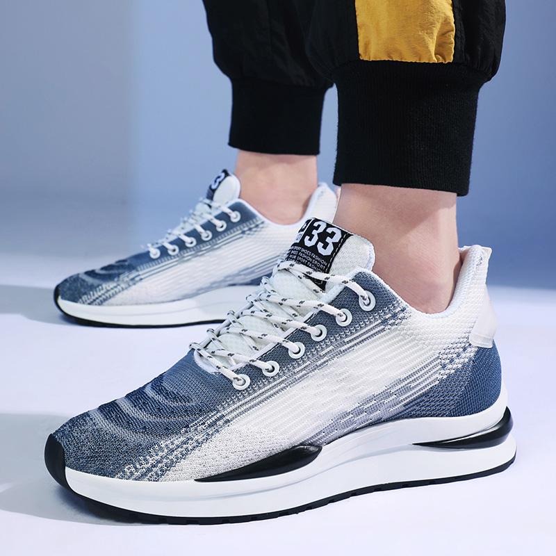 Men Sneakers High Elevator Shoes Man Sports Lift Height Increase Insole 6Cm Mesh Plus Size 37-44