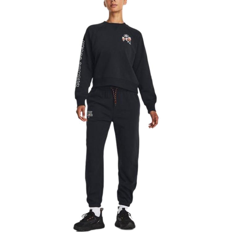 Under Armour Приталенная толстовка с длинным рукавом и принтом букв, женские топы, черный цвет 1379833-001