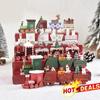 Christmas Wooden Train Festive Ornament Santa Claus Snowman Home Xmas Gift Decor