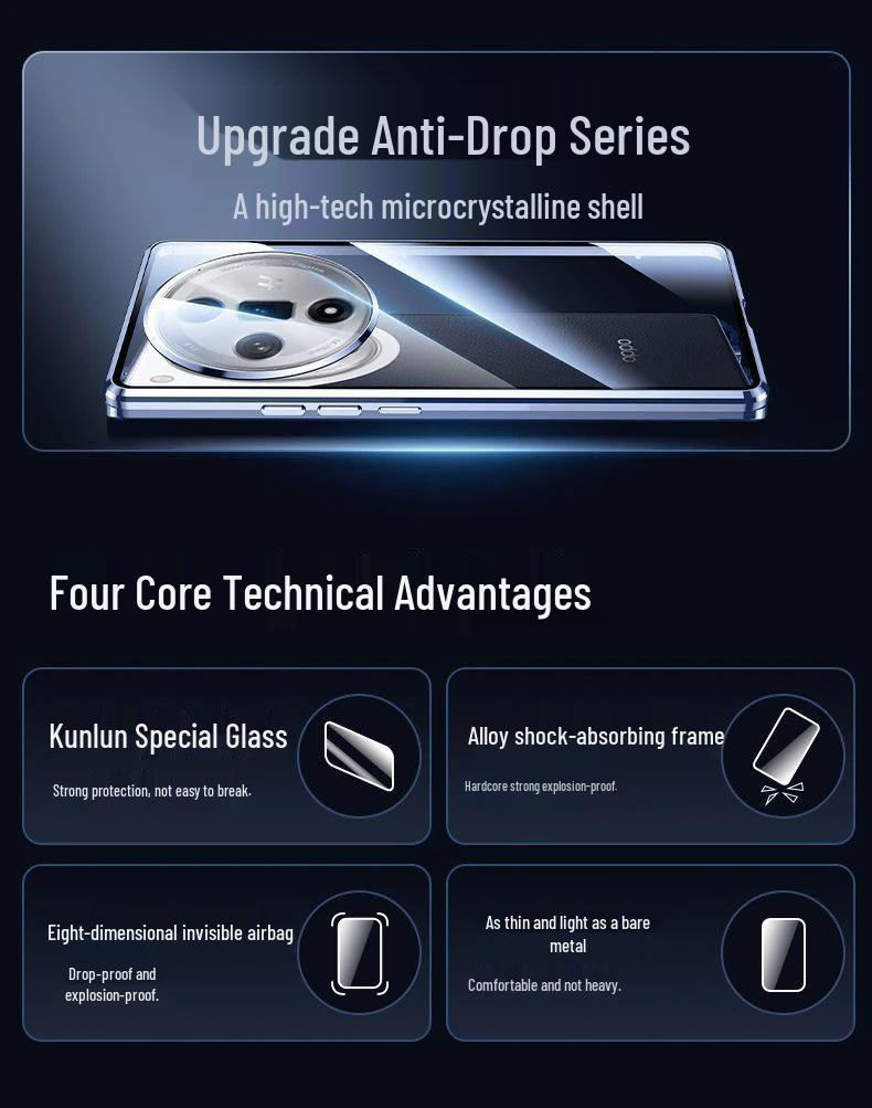 Магнитный стеклянный чехол Oppo Find X8/X9 Pro с защитой от подглядывания и зеркальным протектором