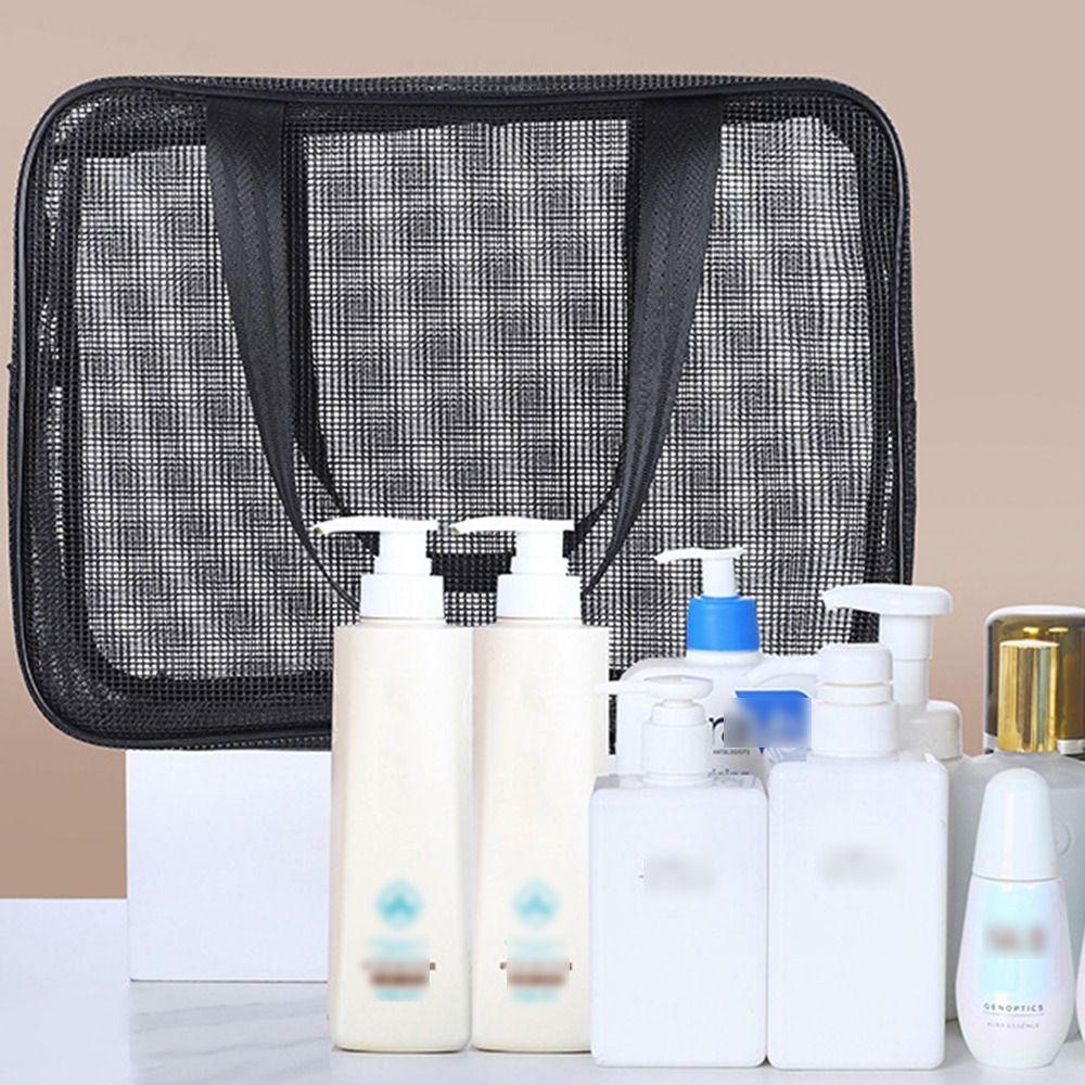 Portable Beach Pockets Easily Carry Cosmetic Organizer Case Practical Mesh Shower Bag Fitness